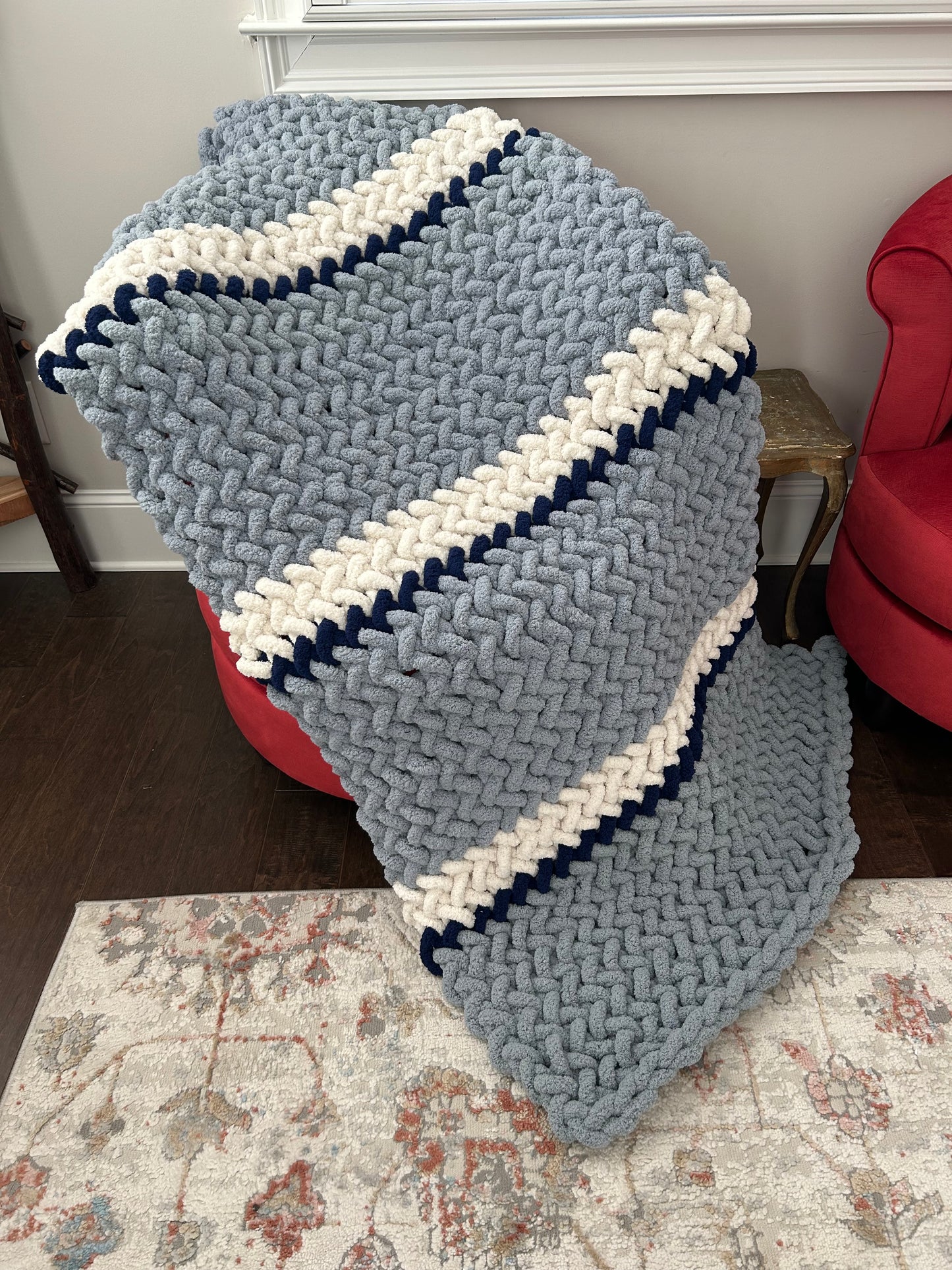 Hand Knitted Chunky Knit Blanket