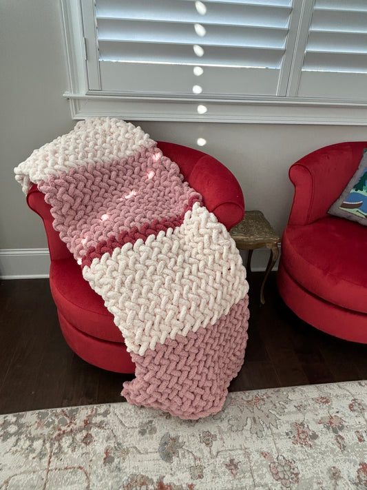 Hand Knitted Chunky Knit Blanket