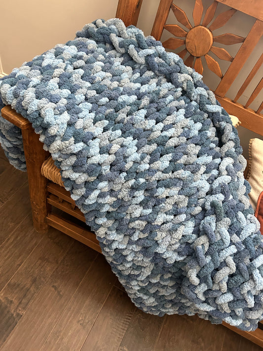 Hand Knitted Chunky Knit Blanket
