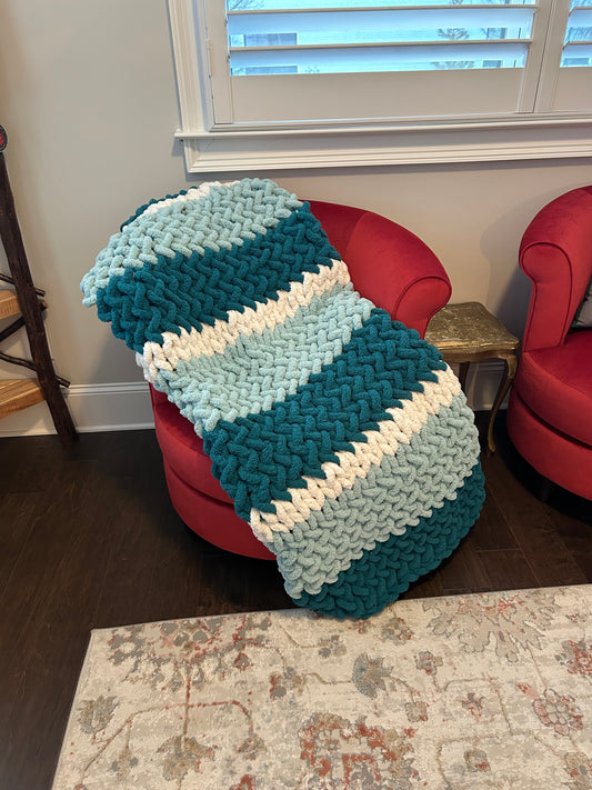 Hand Knitted Chunky Knit Blanket