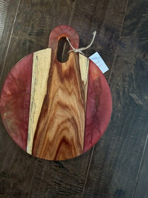 10” Round Paddle Board Style Cheese Board made with Canary Wood & Resin