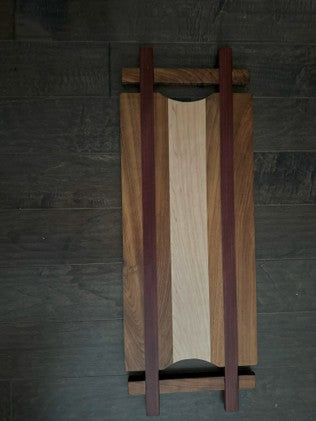 Elegant Walnut, Purpleheart and Maple Charcuterie Board/Serving Tray