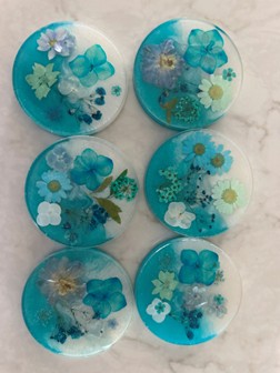 Botanical Coaster Set – Blue & White Florals